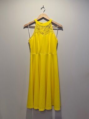 Sunshine Lace Yoke Halter Midi Dress - Women